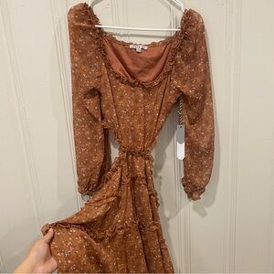 Floral Brown Mini Dress